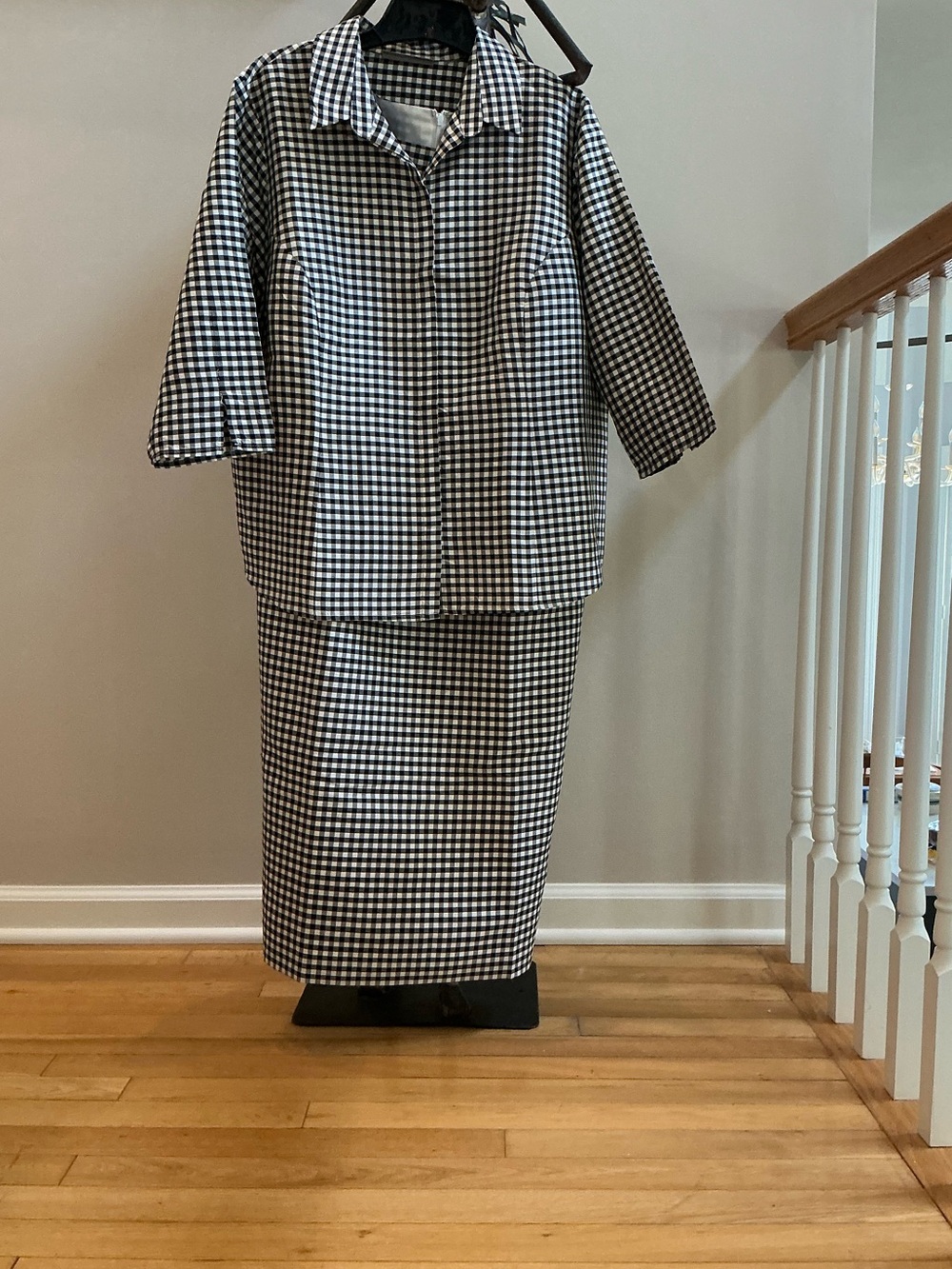 Valerie Stevens Black and White Silk Gingham Ensemble
